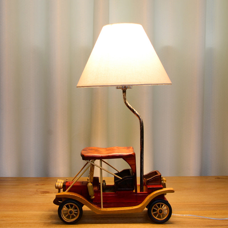 Cartoon Dark Colored Desk Light Ancient Car 1 Light Resin Desk Lamp for Boys Bedroom Red Clearhalo 'Lamps' 'Table Lamps' Lighting' 203495