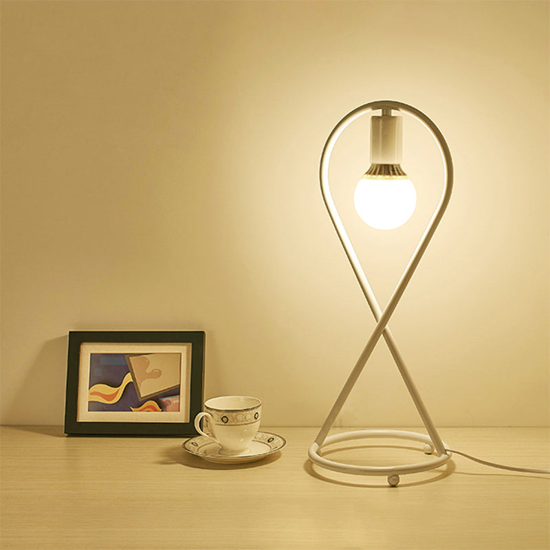 Bare Bulb Girls Bedroom Desk Light Metal 1 Light Simple Style Desk Lamp in White Clearhalo 'Lamps' 'Table Lamps' Lighting' 203503