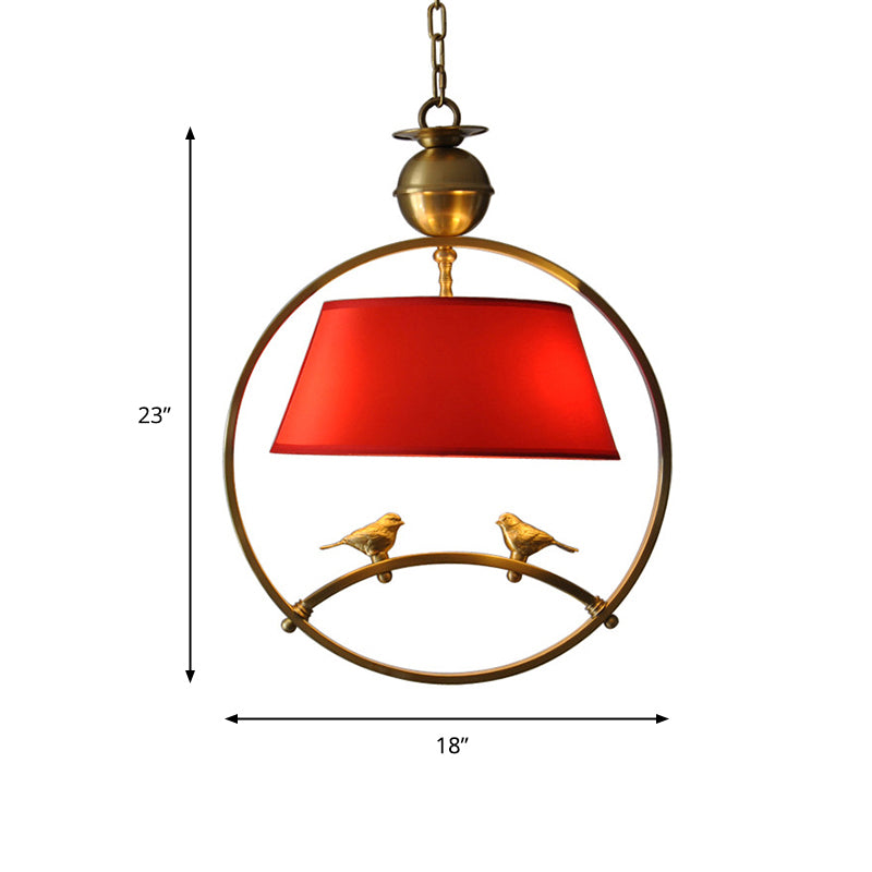 Fabric Conical Pendant Light Traditional 1 Light Living Room Hanging Ceiling Light in White/Black/Red Clearhalo 'Ceiling Lights' 'Pendant Lights' 'Pendants' Lighting' 203530