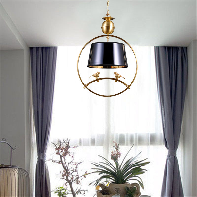 Fabric Conical Pendant Light Traditional 1 Light Living Room Hanging Ceiling Light in White/Black/Red Clearhalo 'Ceiling Lights' 'Pendant Lights' 'Pendants' Lighting' 203535