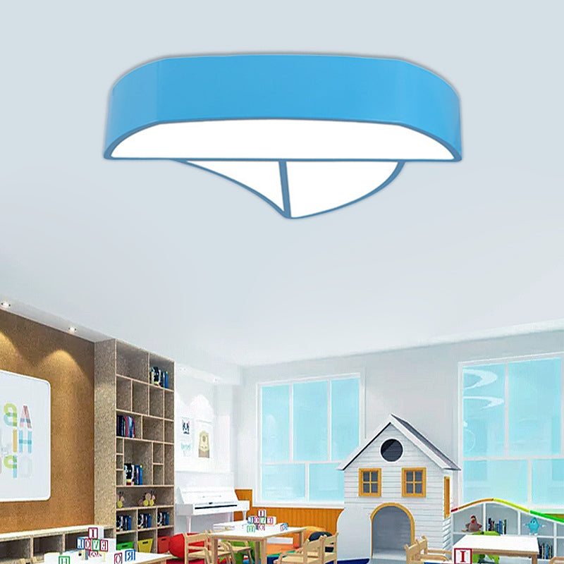 Cartoon Ship LED Flush Mount Light Acrylic Metal Ceiling Lamp for Nursing Room Kitchen Blue Clearhalo 'Ceiling Lights' 'Close To Ceiling Lights' 'Close to ceiling' 'Flush mount' Lighting' 203548