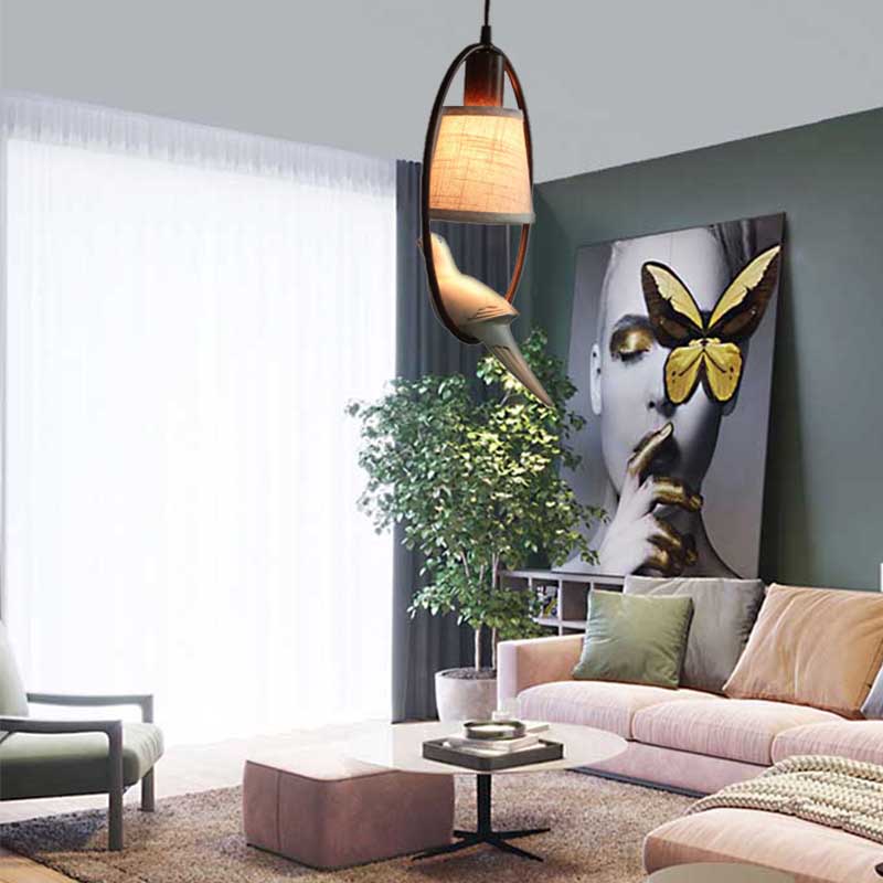 Tapered Fabric Pendant Light Traditional 1 Light Living Room Hanging Ceiling Light with Bronze Ring Frame Bronze Clearhalo 'Ceiling Lights' 'Pendant Lights' 'Pendants' Lighting' 203599_c7308bd2-db01-44dc-a289-0704cfb13011