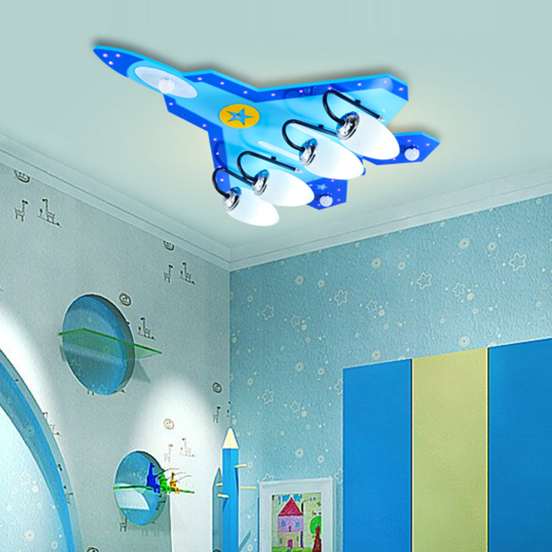 Wood Airplane Ceiling Mount Light 4 Heads Cool LED Ceiling Lamp for Nursing Room Clearhalo 'Ceiling Lights' 'Close To Ceiling Lights' 'Close to ceiling' 'Flush mount' Lighting' 203685