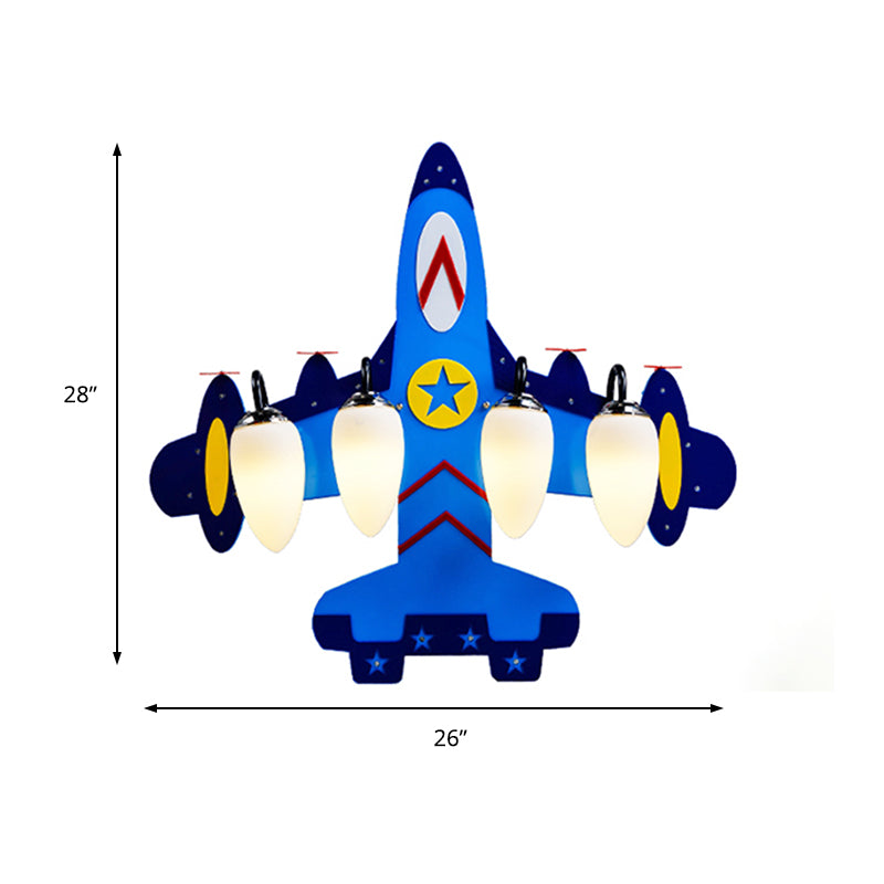 Wood Airplane Ceiling Mount Light 4 Heads Cool LED Ceiling Lamp for Nursing Room Clearhalo 'Ceiling Lights' 'Close To Ceiling Lights' 'Close to ceiling' 'Flush mount' Lighting' 203693