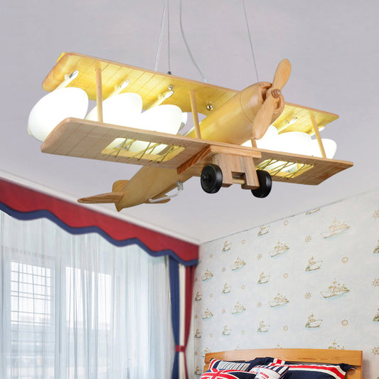 Nordic Style Beige Pendant Light Glider Shaped Wood Hanging Light for Kindergarten Clearhalo 'Ceiling Lights' 'Chandeliers' Lighting' options 203716