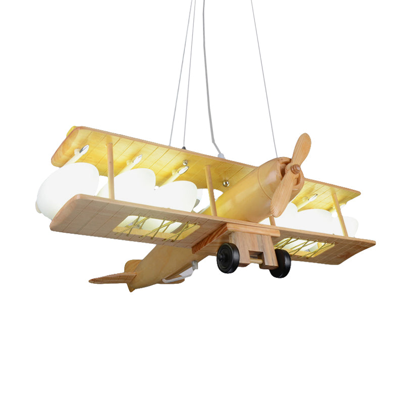 Nordic Style Beige Pendant Light Glider Shaped Wood Hanging Light for Kindergarten Clearhalo 'Ceiling Lights' 'Chandeliers' Lighting' options 203718