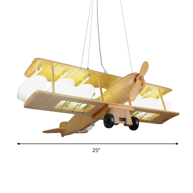 Nordic Style Beige Pendant Light Glider Shaped Wood Hanging Light for Kindergarten Clearhalo 'Ceiling Lights' 'Chandeliers' Lighting' options 203719