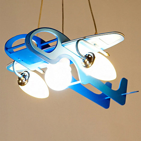 3 Lights Helicopter Hanging Light Modern Style Wood Suspension Light in Blue for Cloth Shop Clearhalo 'Ceiling Lights' 'Pendant Lights' 'Pendants' Lighting' 203744