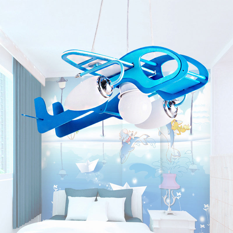 3 Lights Helicopter Hanging Light Modern Style Wood Suspension Light in Blue for Cloth Shop Clearhalo 'Ceiling Lights' 'Pendant Lights' 'Pendants' Lighting' 203745