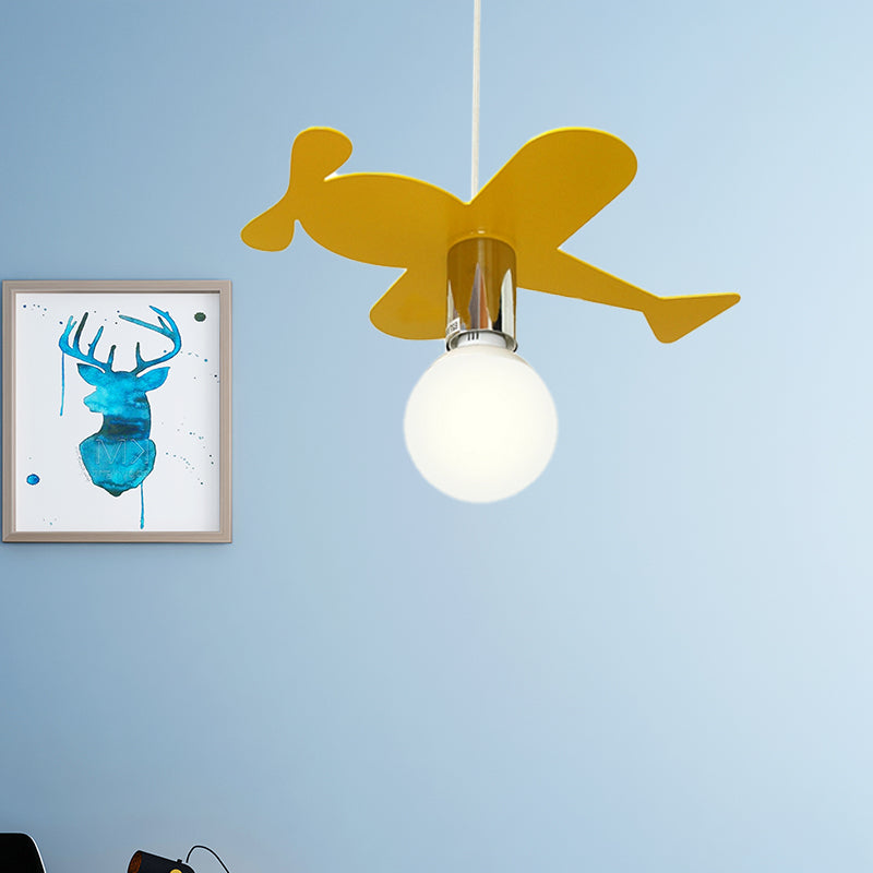 Kids Bright Colored Pendant Light Airplane 1 Light Metal LED Ceiling Lamp for Foyer Clearhalo 'Ceiling Lights' 'Pendant Lights' 'Pendants' Lighting' 203793