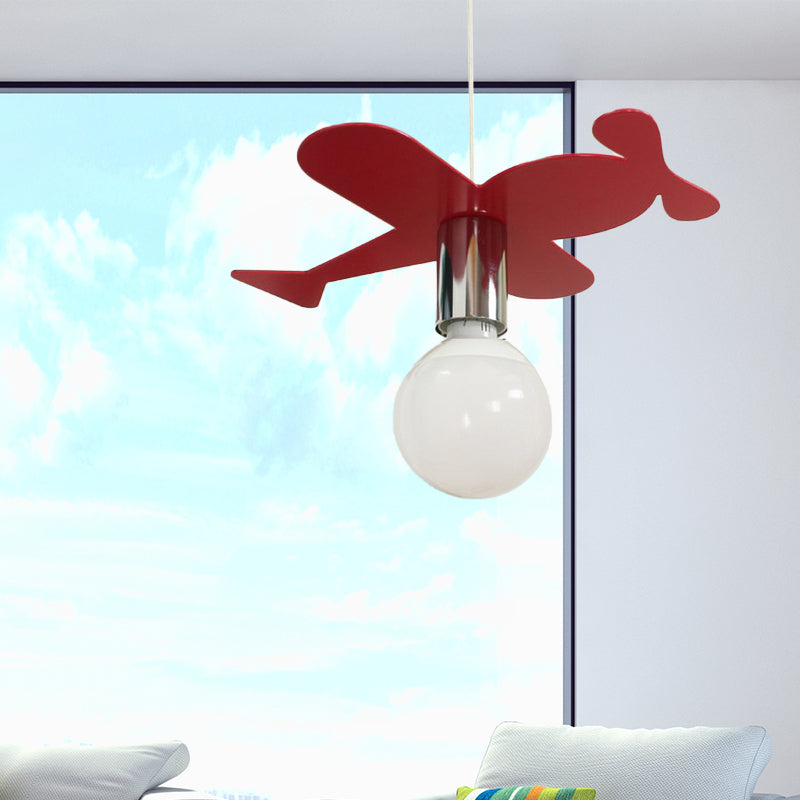 Kids Bright Colored Pendant Light Airplane 1 Light Metal LED Ceiling Lamp for Foyer Clearhalo 'Ceiling Lights' 'Pendant Lights' 'Pendants' Lighting' 203802