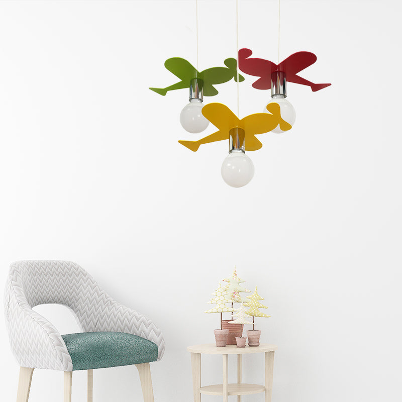 Kids Bright Colored Pendant Light Airplane 1 Light Metal LED Ceiling Lamp for Foyer Clearhalo 'Ceiling Lights' 'Pendant Lights' 'Pendants' Lighting' 203806