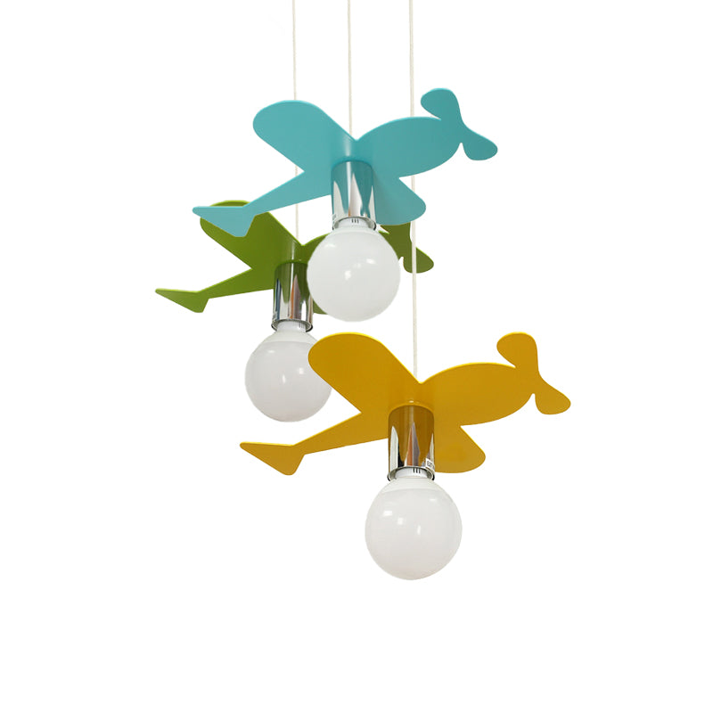 Kids Bright Colored Pendant Light Airplane 1 Light Metal LED Ceiling Lamp for Foyer Clearhalo 'Ceiling Lights' 'Pendant Lights' 'Pendants' Lighting' 203810