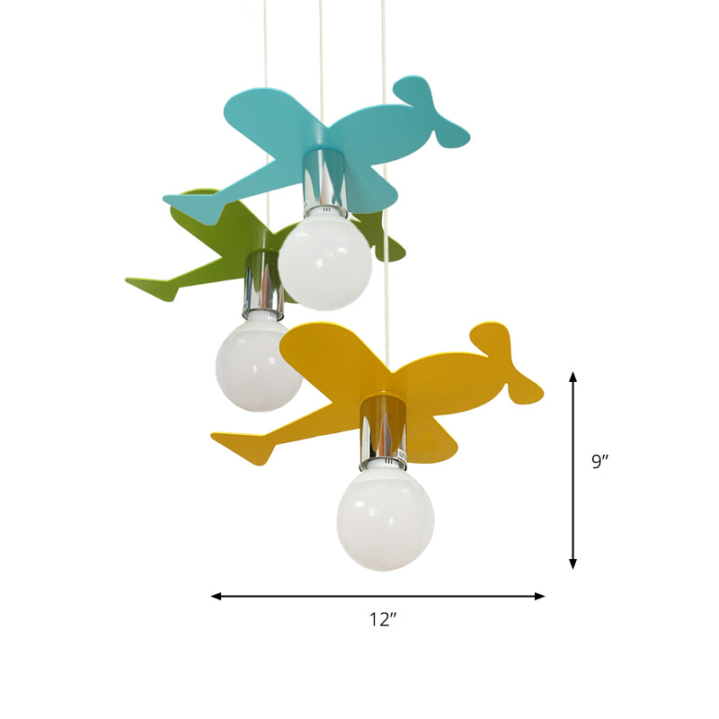 Kids Bright Colored Pendant Light Airplane 1 Light Metal LED Ceiling Lamp for Foyer Clearhalo 'Ceiling Lights' 'Pendant Lights' 'Pendants' Lighting' 203811