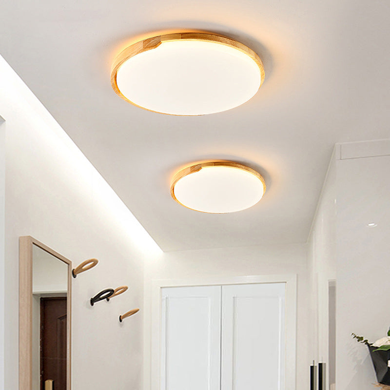 Round LED Flush Ceiling Light Simple Wood Living Room Flush Mount Lighting Fixture in Beige Clearhalo 'Ceiling Lights' 'Close To Ceiling Lights' 'Close to ceiling' 'Flush mount' Lighting' 2038430