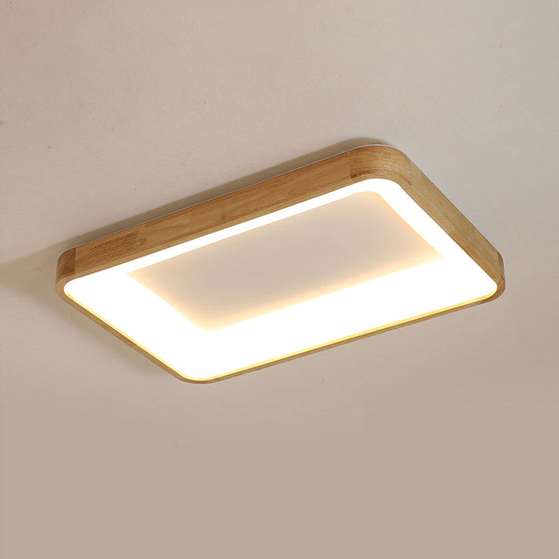 Geometric LED Flush Light Nordic Wooden Living Room LED Flush Mount Ceiling Light in Beige Clearhalo 'Ceiling Lights' 'Close To Ceiling Lights' 'Close to ceiling' 'Flush mount' Lighting' 2038453