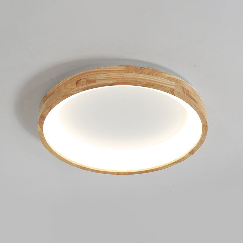 Geometric LED Flush Light Nordic Wooden Living Room LED Flush Mount Ceiling Light in Beige Clearhalo 'Ceiling Lights' 'Close To Ceiling Lights' 'Close to ceiling' 'Flush mount' Lighting' 2038455