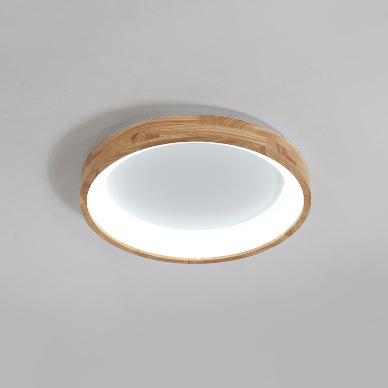 Geometric LED Flush Light Nordic Wooden Living Room LED Flush Mount Ceiling Light in Beige Clearhalo 'Ceiling Lights' 'Close To Ceiling Lights' 'Close to ceiling' 'Flush mount' Lighting' 2038456