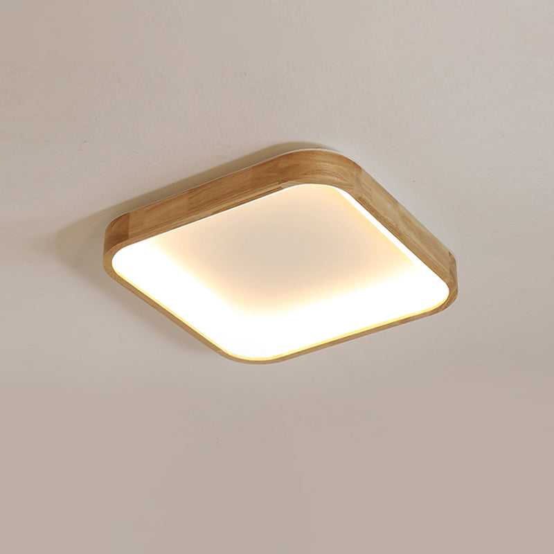 Geometric LED Flush Light Nordic Wooden Living Room LED Flush Mount Ceiling Light in Beige Clearhalo 'Ceiling Lights' 'Close To Ceiling Lights' 'Close to ceiling' 'Flush mount' Lighting' 2038460