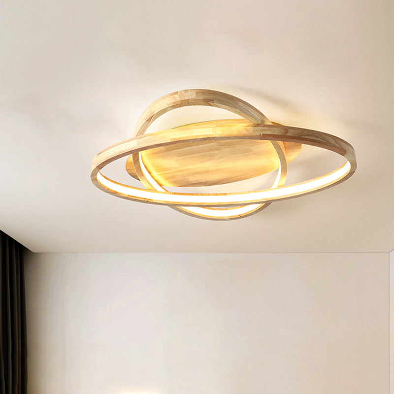 Wooden Ellipse LED Flush Mount Contemporary Beige Flushmount Ceiling Light for Living Room Clearhalo 'Ceiling Lights' 'Close To Ceiling Lights' 'Close to ceiling' 'Flush mount' Lighting' 2038481