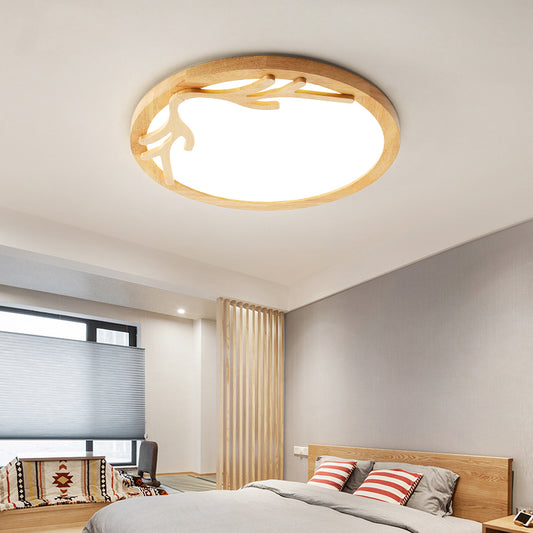 Modern Deer Antler Flush Mount Light Wooden Bedroom LED Ceiling Light Flush Mount with Acrylic Diffuser, Beige Clearhalo 'Ceiling Lights' 'Close To Ceiling Lights' 'Close to ceiling' 'Flush mount' Lighting' 2038487