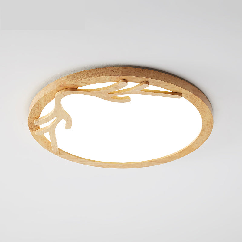 Modern Deer Antler Flush Mount Light Wooden Bedroom LED Ceiling Light Flush Mount with Acrylic Diffuser, Beige Clearhalo 'Ceiling Lights' 'Close To Ceiling Lights' 'Close to ceiling' 'Flush mount' Lighting' 2038491