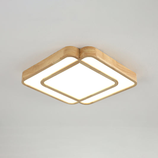 Diamond Shape Bedroom LED Flush Mount Lamp Wooden Simple Flush Light Fixture in Beige Clearhalo 'Ceiling Lights' 'Close To Ceiling Lights' 'Close to ceiling' 'Flush mount' Lighting' 2038498