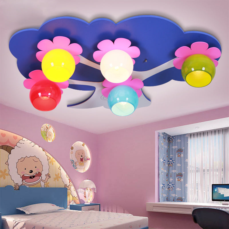 Lovely Cartoon Tree Ceiling Mount Light 5 Lights Acrylic LED Ceiling Lamp for Nursing Room Blue B Clearhalo 'Ceiling Lights' 'Close To Ceiling Lights' 'Close to ceiling' 'Flush mount' Lighting' 203865