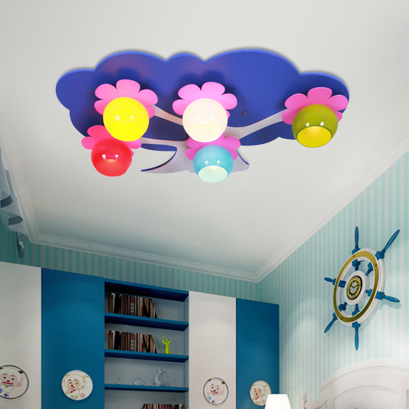 Lovely Cartoon Tree Ceiling Mount Light 5 Lights Acrylic LED Ceiling Lamp for Nursing Room Clearhalo 'Ceiling Lights' 'Close To Ceiling Lights' 'Close to ceiling' 'Flush mount' Lighting' 203866