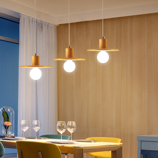 Lid Shaped Hanging Light Modern Wooden 3 Bulbs Dining Room Multi Light Chandelier Wood Linear Clearhalo 'Ceiling Lights' 'Modern Pendants' 'Modern' 'Pendant Lights' 'Pendants' Lighting' 2038728