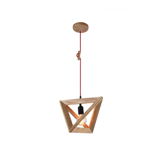 Geometric Shade Dining Room Hanging Lamp Wooden 1 Head Contemporary Pendant Ceiling Light Clearhalo 'Ceiling Lights' 'Lighting' 'Pendant Lights' 2038753_c5cdf2bc-0ffc-4c9f-8e8e-0acea78ad3ff
