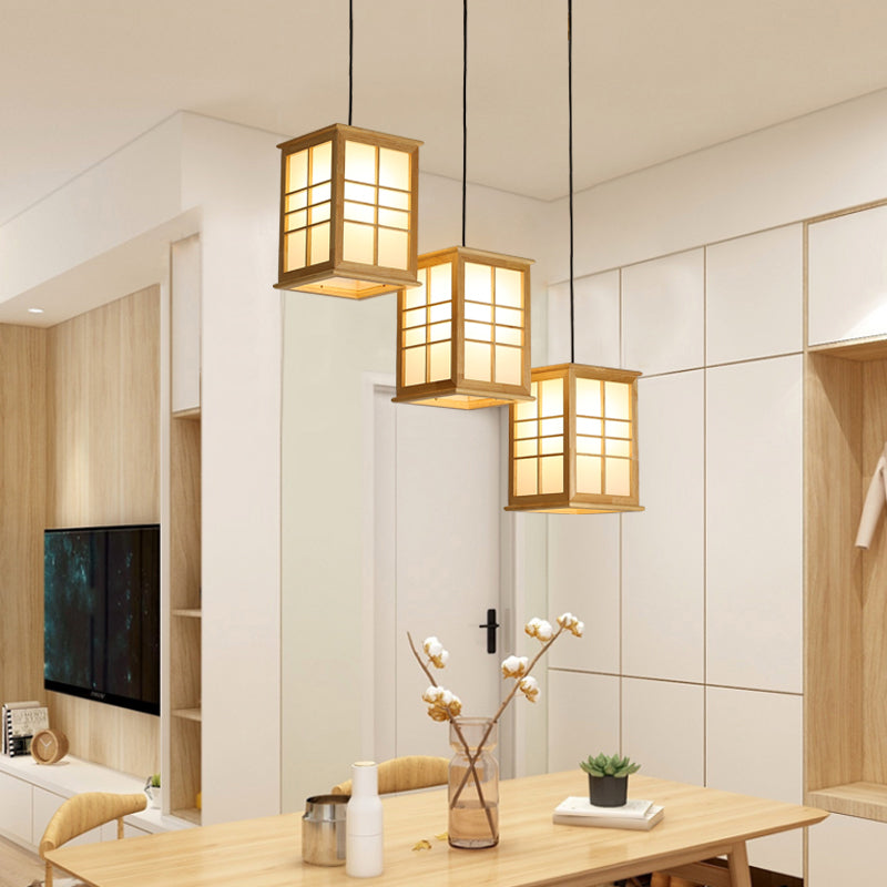Modern Rectangle Shaped Multi-Pendant Wooden LED Dining Room Hanging Light Fixture Clearhalo 'Ceiling Lights' 'Modern Pendants' 'Modern' 'Pendant Lights' 'Pendants' Lighting' 2038756