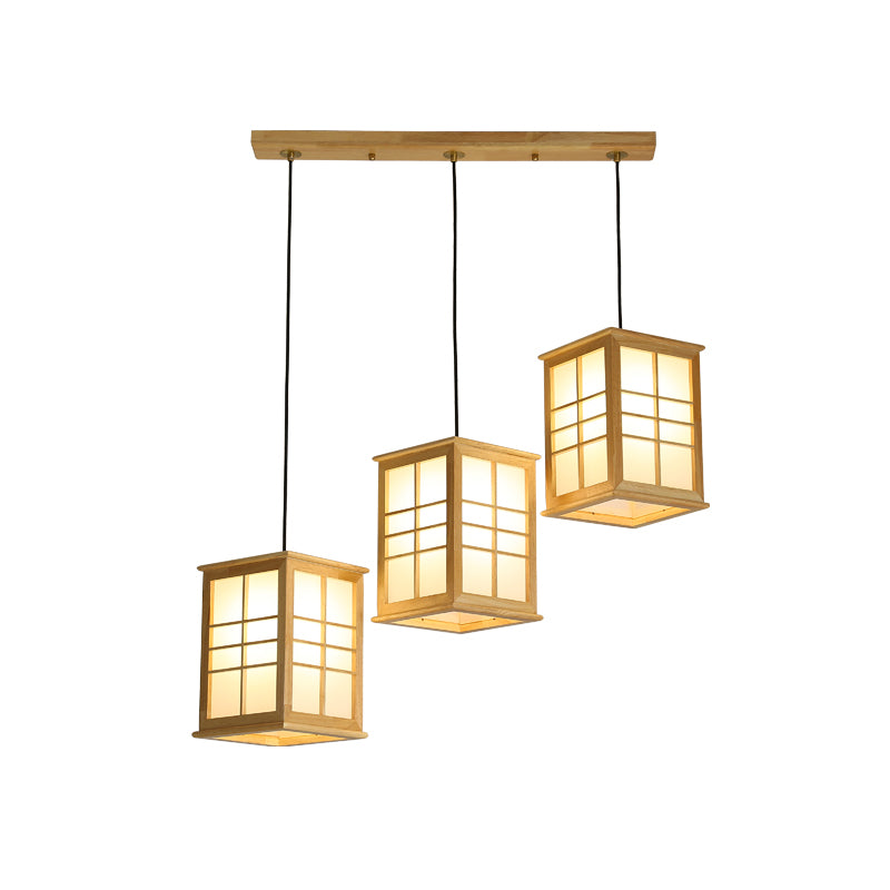 Modern Rectangle Shaped Multi-Pendant Wooden LED Dining Room Hanging Light Fixture Clearhalo 'Ceiling Lights' 'Modern Pendants' 'Modern' 'Pendant Lights' 'Pendants' Lighting' 2038757