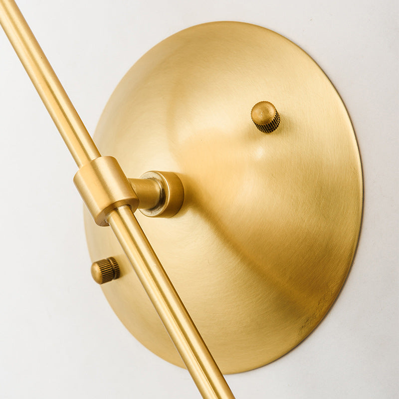 Gold Round Wall Lamp Sconce Modernist 1 Light Opal Glass Wall Montreal Lighting with Gooseneck Arm Clearhalo 'Cast Iron' 'Glass' 'Industrial' 'Modern wall lights' 'Modern' 'Tiffany' 'Traditional wall lights' 'Wall Lamps & Sconces' 'Wall Lights' Lighting' 2038845