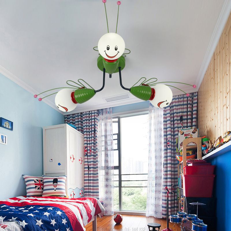 Lovely Green Semi Flush Mount Light Bee Metal Ceiling Lamp for Corridor Bedroom 3 Green Clearhalo 'Ceiling Lights' 'Close To Ceiling Lights' 'Close to ceiling' 'Semi-flushmount' Lighting' 203885