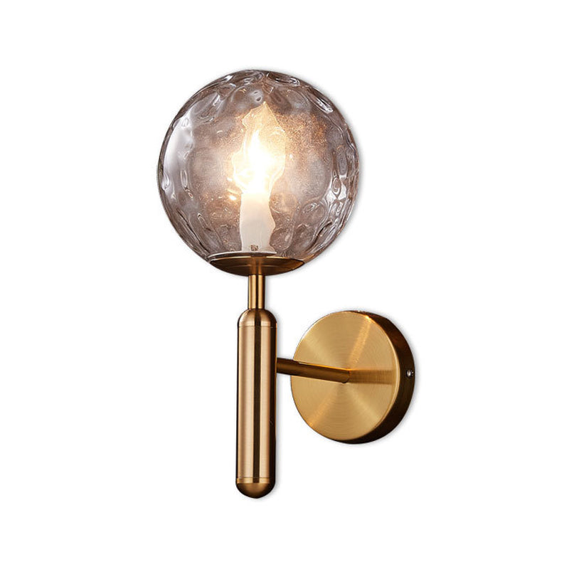 Minimalist Globe Wall Mount Light Fixture Glass 1-Head Bedroom Wall Lighting Ideas Clearhalo 'Cast Iron' 'Glass' 'Industrial' 'Modern wall lights' 'Modern' 'Tiffany' 'Traditional wall lights' 'Wall Lamps & Sconces' 'Wall Lights' Lighting' 2038863