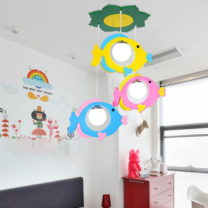 Multi-Color Fish Pendant Light 3 Lights Kids Metal Ceiling Pendant for Cloth Shop Clearhalo 'Ceiling Lights' 'Pendant Lights' 'Pendants' Lighting' 203888