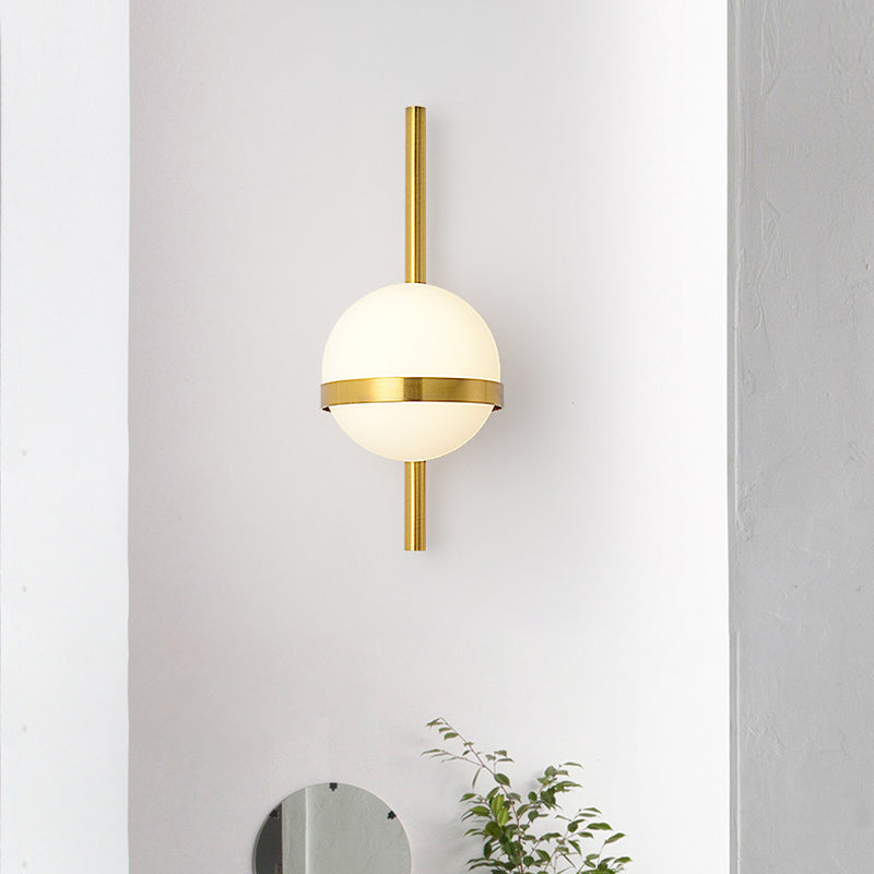 Opal Glass Orb Wall Mounted Lighting Modern 1-Bulb Wall Sconce Lamp for Living Room Clearhalo 'Cast Iron' 'Glass' 'Industrial' 'Modern wall lights' 'Modern' 'Tiffany' 'Traditional wall lights' 'Wall Lamps & Sconces' 'Wall Lights' Lighting' 2038884