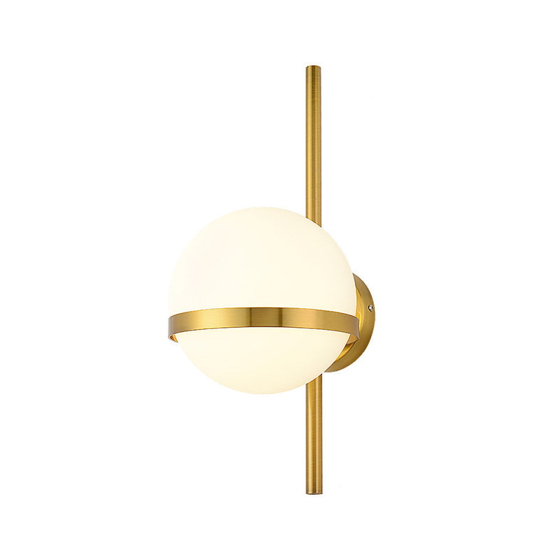 Opal Glass Orb Wall Mounted Lighting Modern 1-Bulb Wall Sconce Lamp for Living Room Clearhalo 'Cast Iron' 'Glass' 'Industrial' 'Modern wall lights' 'Modern' 'Tiffany' 'Traditional wall lights' 'Wall Lamps & Sconces' 'Wall Lights' Lighting' 2038885