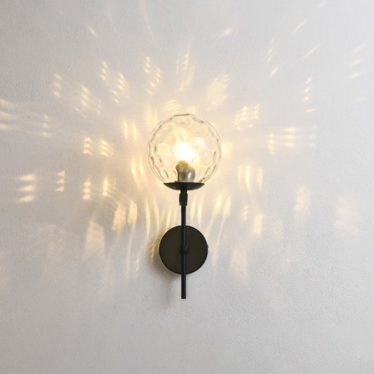 Spherical Glass Sconce Light Contemporary 1-Bulb Wall Mount Lighting for Bedroom Clearhalo 'Cast Iron' 'Glass' 'Industrial' 'Modern wall lights' 'Modern' 'Tiffany' 'Traditional wall lights' 'Wall Lamps & Sconces' 'Wall Lights' Lighting' 2038912