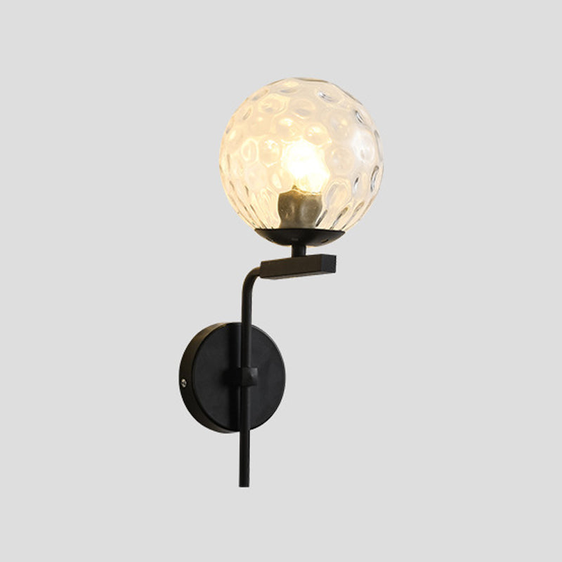 Spherical Glass Sconce Light Contemporary 1-Bulb Wall Mount Lighting for Bedroom Clearhalo 'Cast Iron' 'Glass' 'Industrial' 'Modern wall lights' 'Modern' 'Tiffany' 'Traditional wall lights' 'Wall Lamps & Sconces' 'Wall Lights' Lighting' 2038913