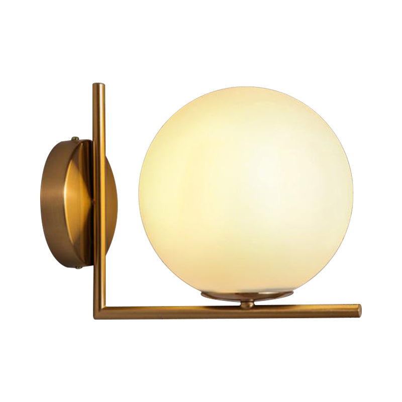 Globe Shade Wall Light Sconce Modernist Opal Glass 1-Light Gold Wall Lighting for Washroom Clearhalo 'Cast Iron' 'Glass' 'Industrial' 'Modern wall lights' 'Modern' 'Tiffany' 'Traditional wall lights' 'Wall Lamps & Sconces' 'Wall Lights' Lighting' 2038925