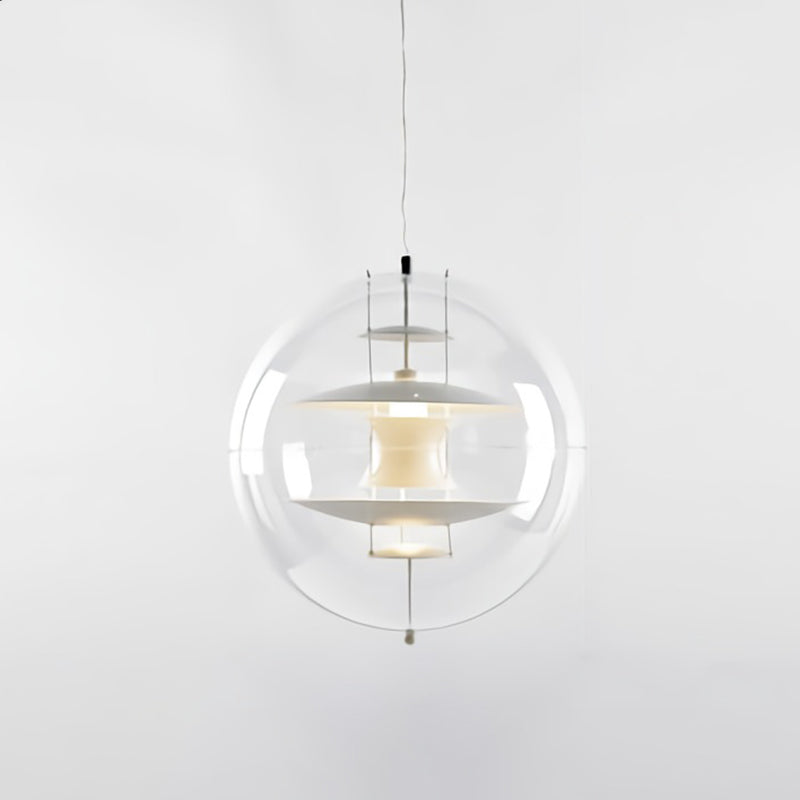 Global Ceiling Pendant Modernity Clear Glass 1 Light Down Lighting with Inner Layered Shade White Clearhalo 'Ceiling Lights' 'Glass shade' 'Glass' 'Modern Pendants' 'Modern' 'Pendant Lights' 'Pendants' Lighting' 2038970