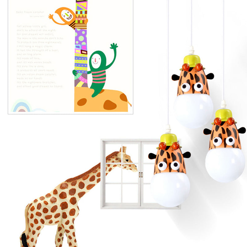 Animal Baby Bedroom Pendant Light Metal Modern Cartoon Hanging Light Red Giraffe Clearhalo 'Ceiling Lights' 'Pendant Lights' 'Pendants' Lighting' 203898_49a6dbd3-3ec1-4001-b18b-9dfa3ff86d23