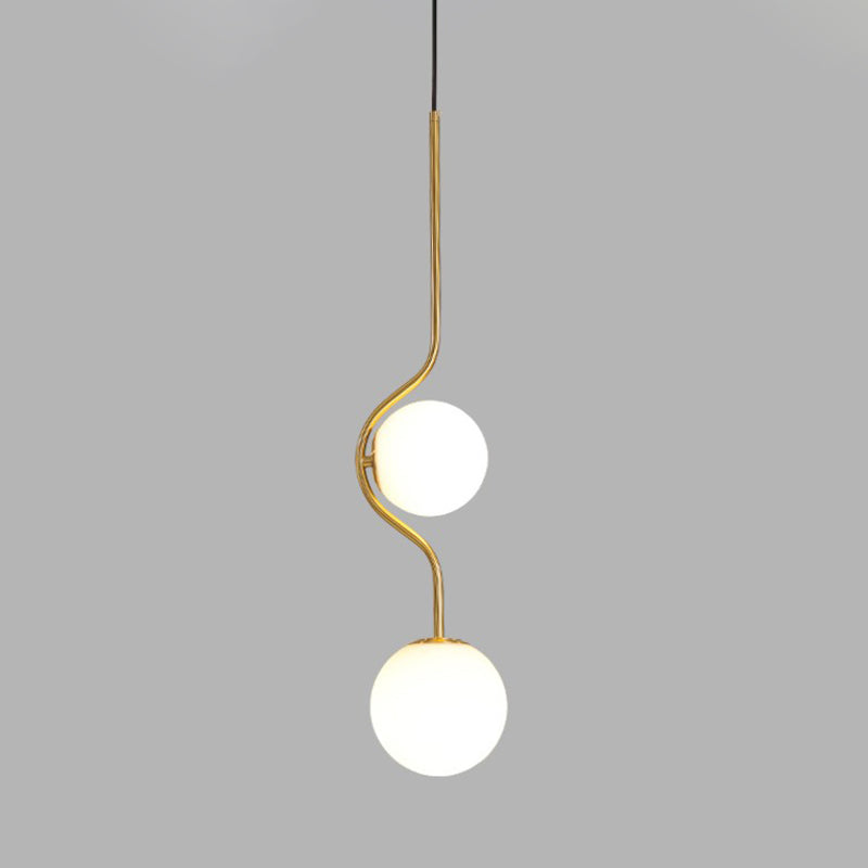 Orb Ceiling Pendant Minimalist Milky Glass 1 Head Gold Pendulum Light with Metal Frame Clearhalo 'Ceiling Lights' 'Glass shade' 'Glass' 'Modern Pendants' 'Modern' 'Pendant Lights' 'Pendants' Lighting' 2039000