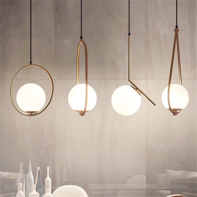 Gold Sphere Drop Lamp Contemporary 1 Bulb Cream Glass Hanging Ceiling Light for Bedroom Clearhalo 'Ceiling Lights' 'Glass shade' 'Glass' 'Modern Pendants' 'Modern' 'Pendant Lights' 'Pendants' Lighting' 2039006
