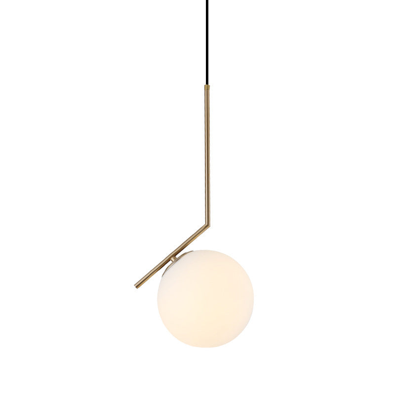Gold Sphere Drop Lamp Contemporary 1 Bulb Cream Glass Hanging Ceiling Light for Bedroom Clearhalo 'Ceiling Lights' 'Glass shade' 'Glass' 'Modern Pendants' 'Modern' 'Pendant Lights' 'Pendants' Lighting' 2039014