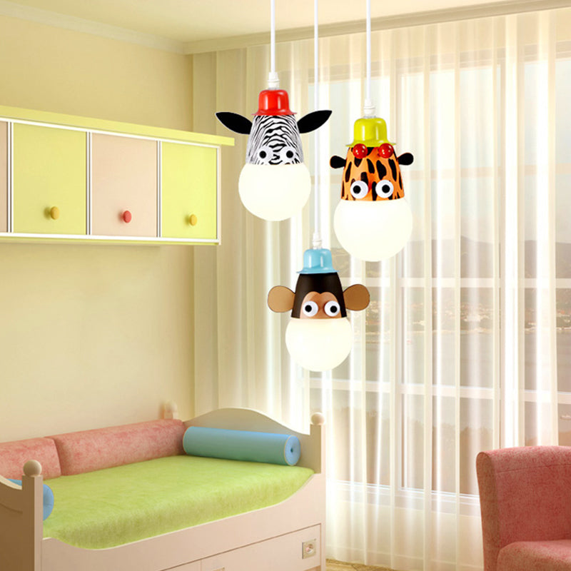 Animal Baby Bedroom Pendant Light Metal Modern Cartoon Hanging Light Brown Monkey Clearhalo 'Ceiling Lights' 'Pendant Lights' 'Pendants' Lighting' 203901_092ed094-8cfa-4df3-a92c-c8aaa44f493c