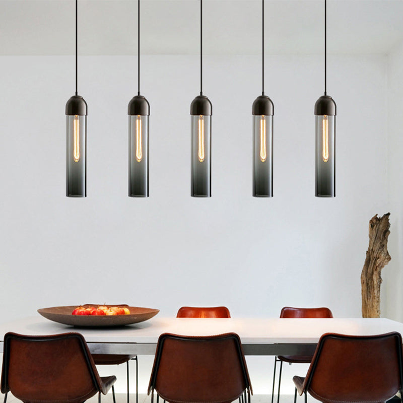 Modernity Tubular Hanging Pendant Light Glass 1-Light Dining Room Suspension Lamp Clearhalo 'Ceiling Lights' 'Glass shade' 'Glass' 'Modern Pendants' 'Modern' 'Pendant Lights' 'Pendants' Lighting' 2039025