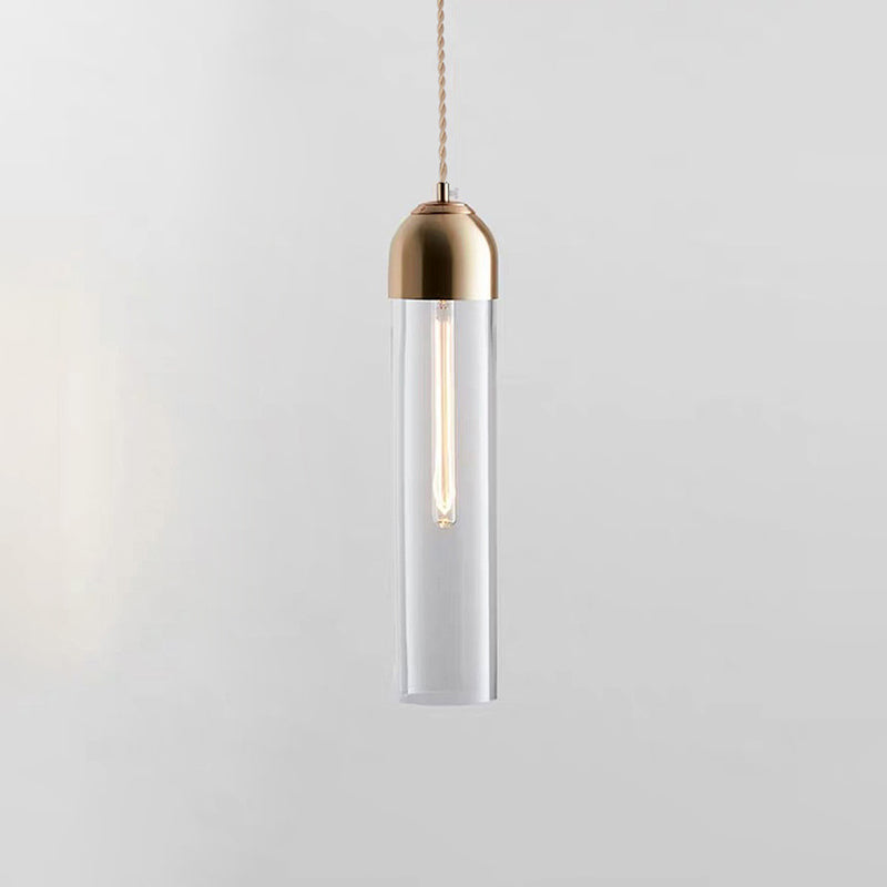 Modernity Tubular Hanging Pendant Light Glass 1-Light Dining Room Suspension Lamp Clear Clearhalo 'Ceiling Lights' 'Glass shade' 'Glass' 'Modern Pendants' 'Modern' 'Pendant Lights' 'Pendants' Lighting' 2039027